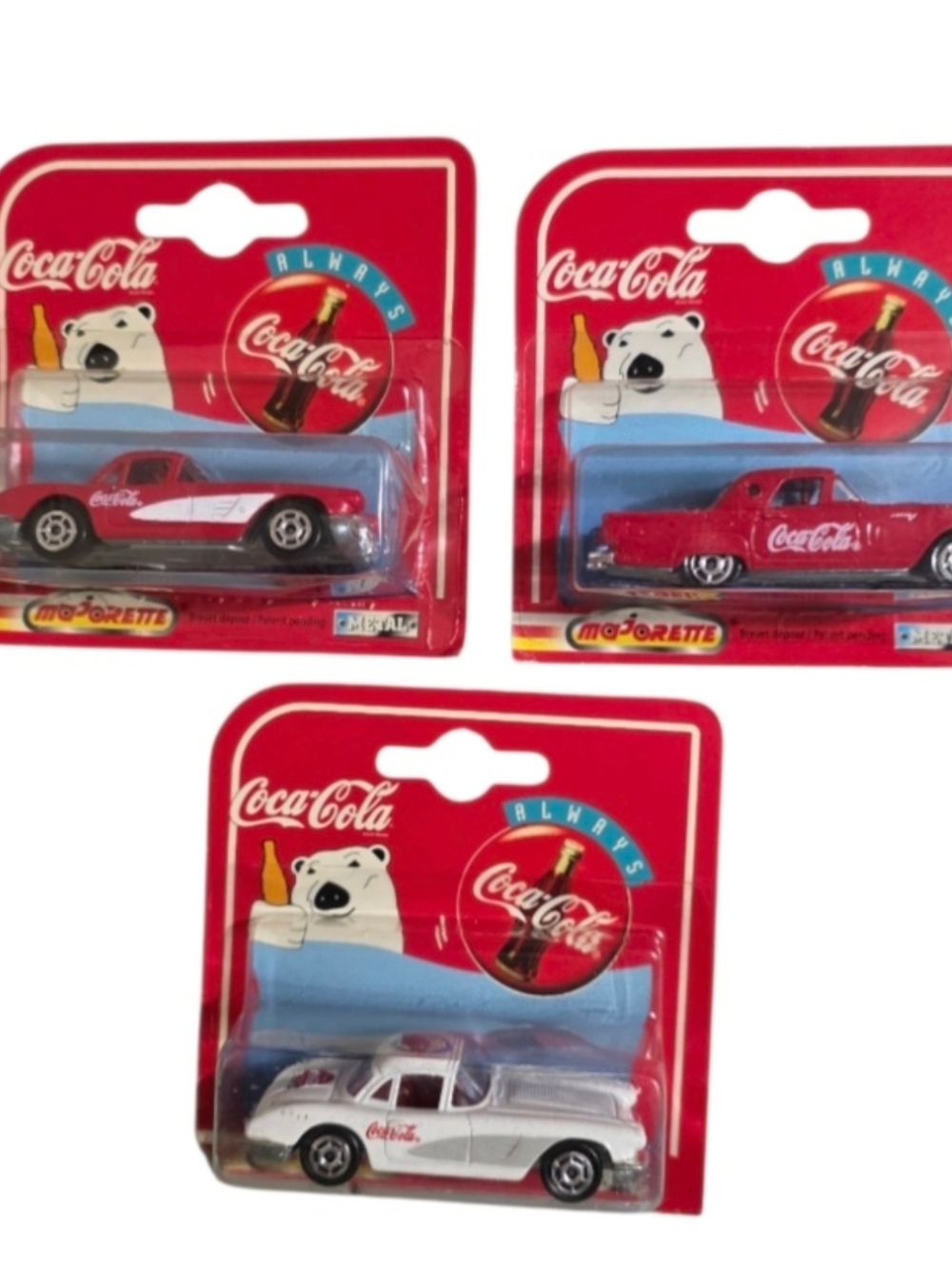 Bundle Of 3 Coca Cola Red and White Die-Cast Car Set